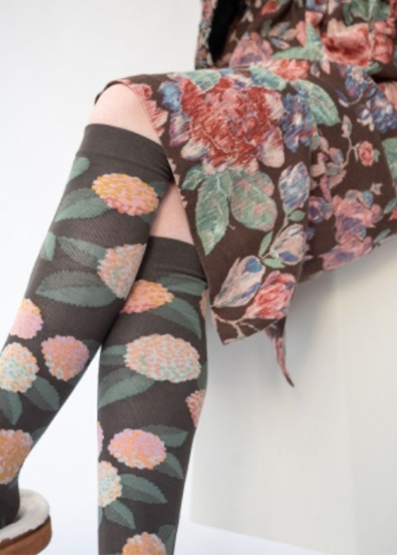 Knee-Highs Umber Hydrangea Hosiery BONNE MAISON