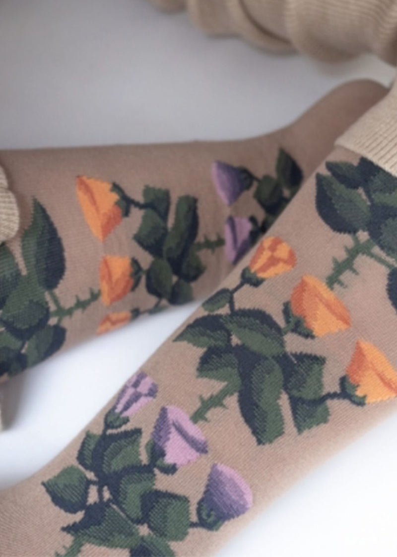 Knee-Highs Wilted Iris Bindweed Hosiery BONNE MAISON