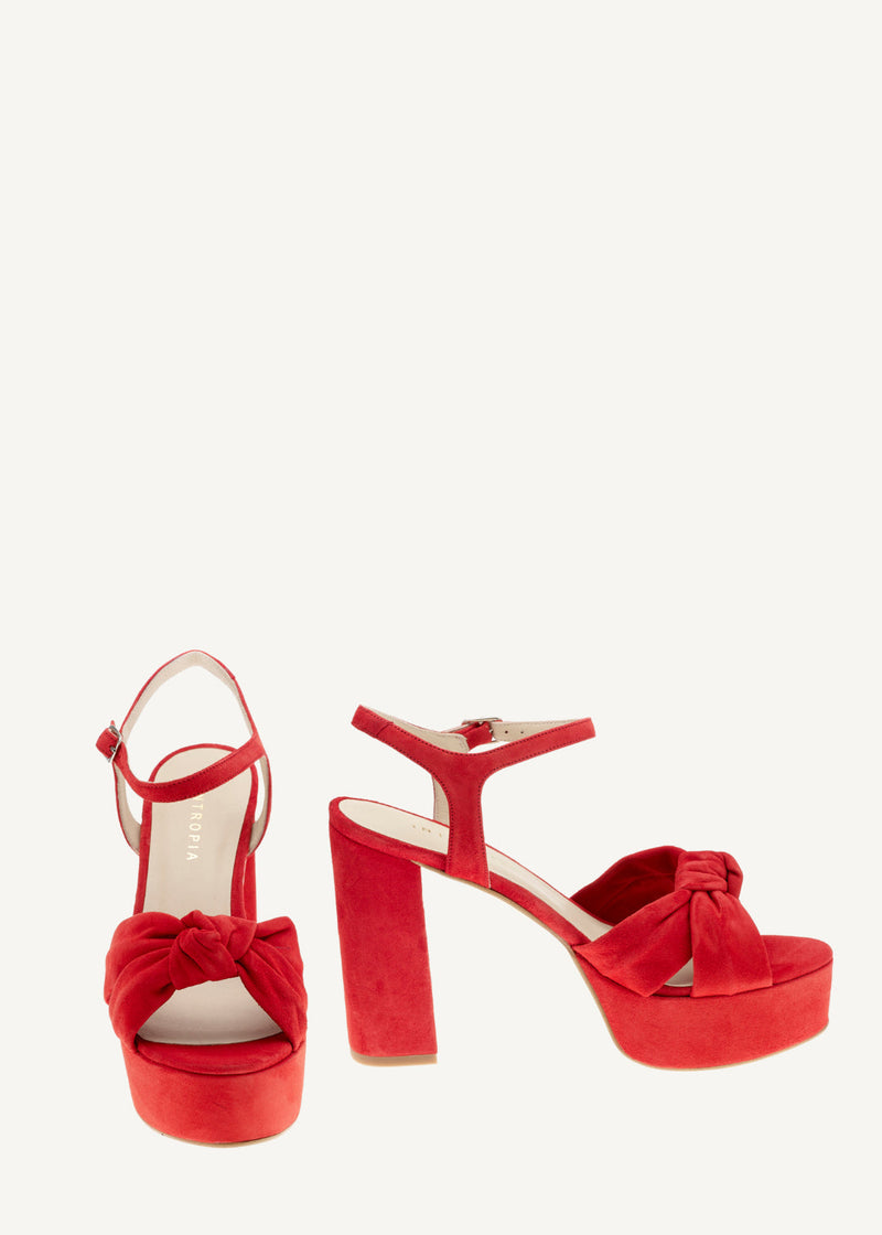 Red Suede Platform Shoes INTROPIA 