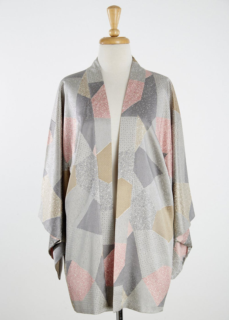 Pink/ Grey Geometric print Kimono (short) THE COOK, HIS WIFE & HER SHOES 